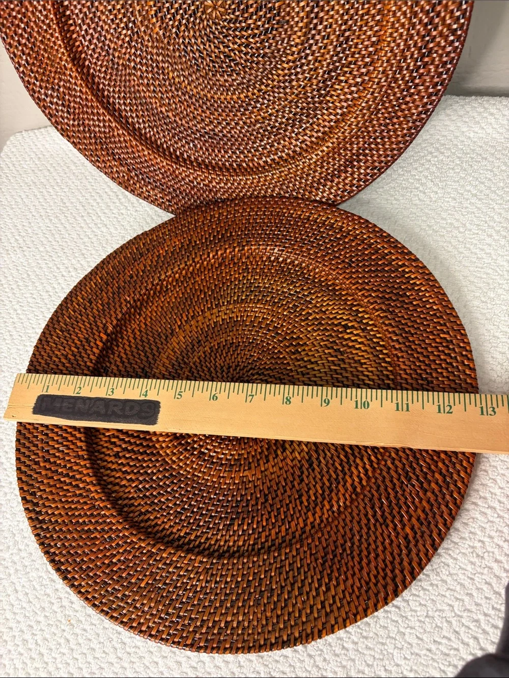 Williams Sonoma Nito Handwoven Charger Plates Set of 2 Rich Spice Brown 13